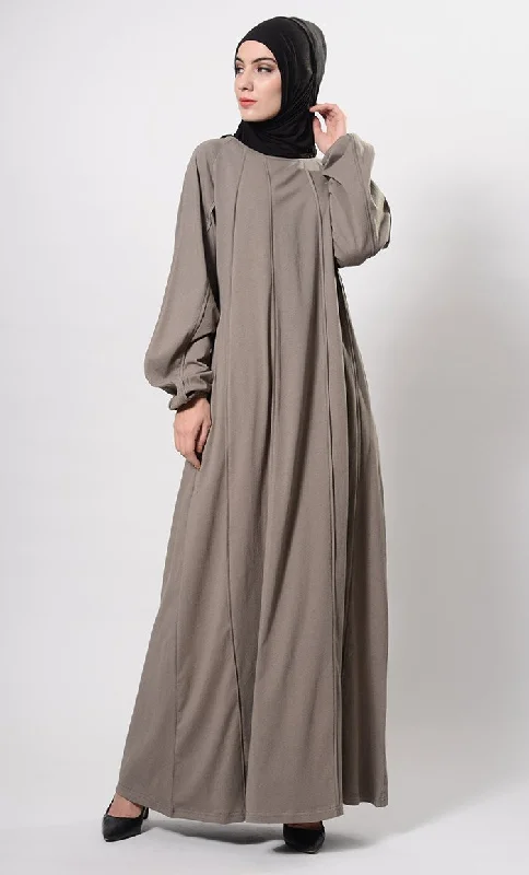 Fresh Comfort Solid Web Detailed Abaya Dress And Hijab Set
