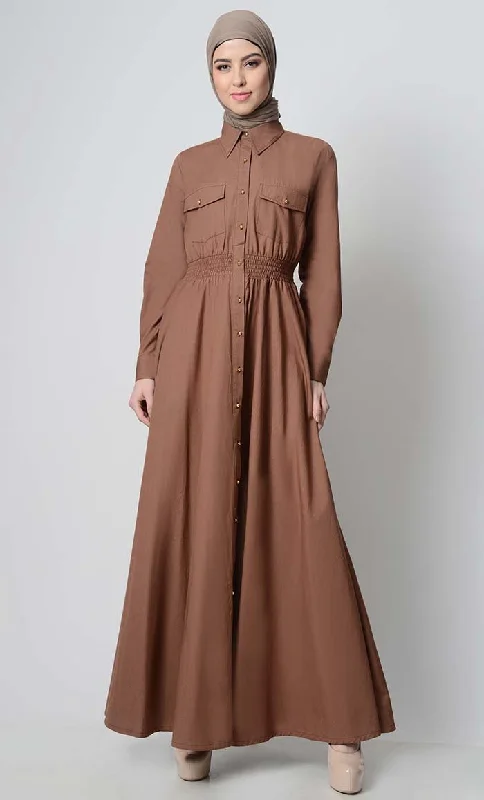 College Style Perfect Everday Button Down Abaya