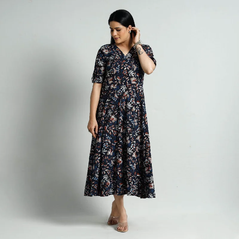 Personalized Series Black - Bagru Block Printed Cotton Flared Dress