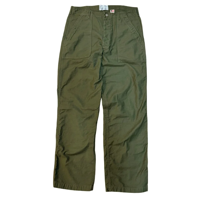 Fashion Pioneer OG-107 60's era GI chinos in 12 oz West Point Olive Baker Back Cotton Satin