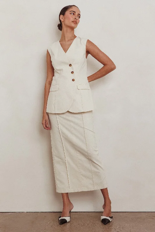 Personal Charm Sweet Treat Column Maxi Skirt Oat