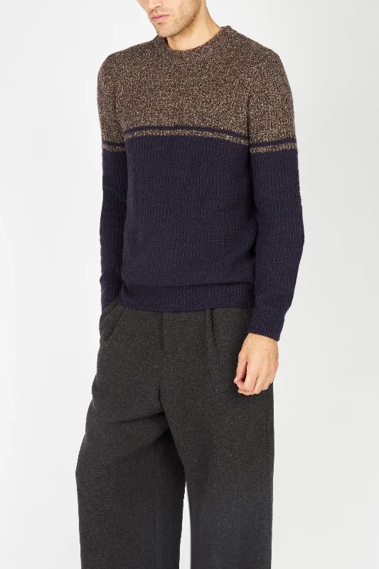 British casual Irish - Colour Block Crew Neck - Shadow Marl/Midnight