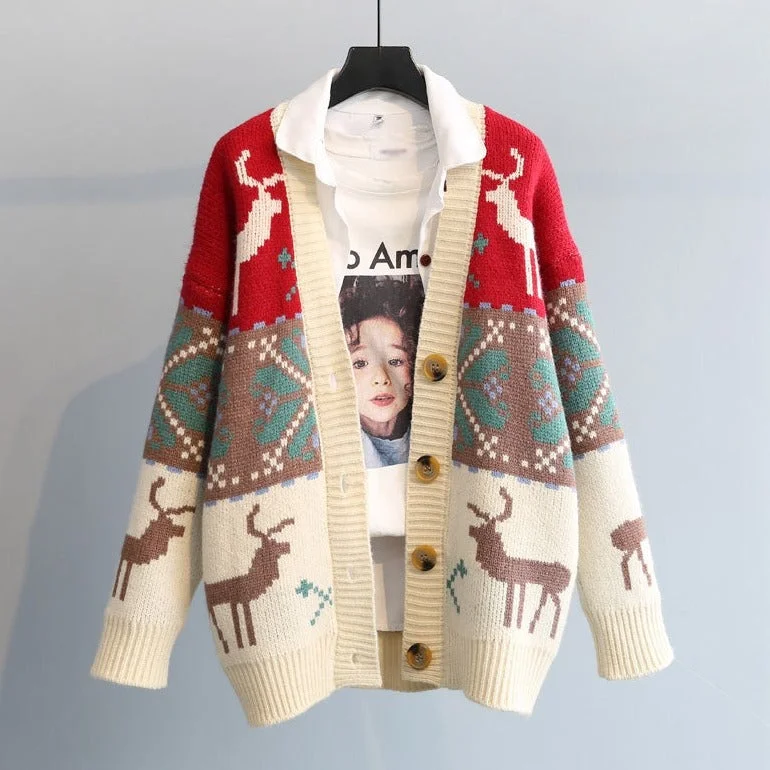Classic Style Cute cardigan fawn sweater  034