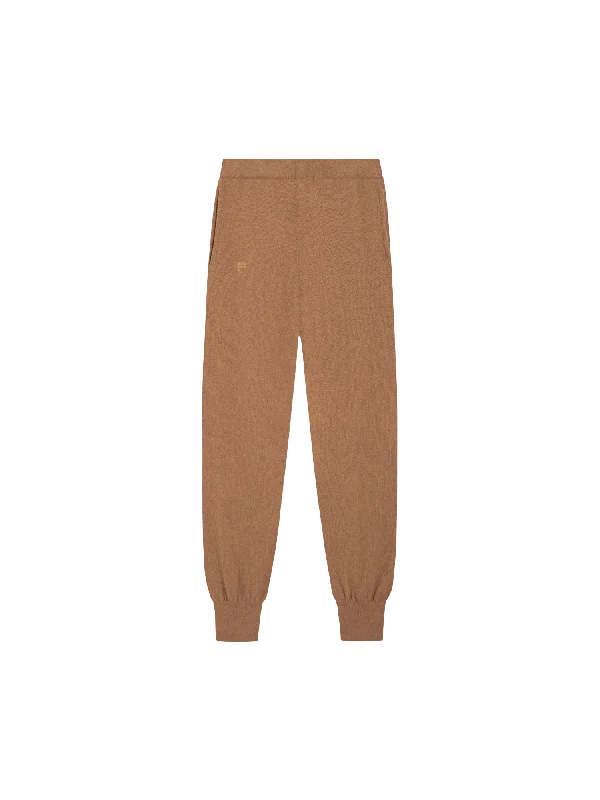 Dynamic Fashion Womens Recycled Cashmere Track Pants—camel