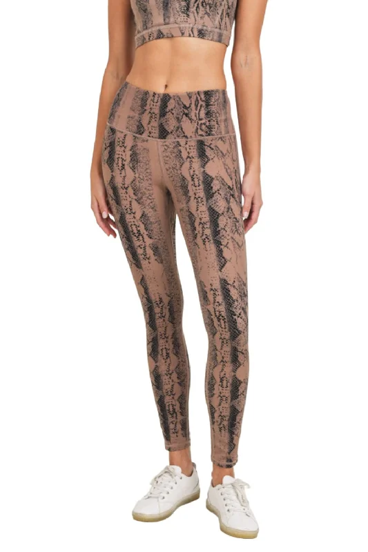 Elegant And Simple Dark Pink Serpentine Snake Print Highwaist Leggings APH3087 and Plus