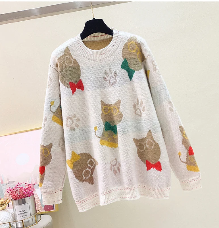 Unique Prints Lovely loose long sleeve sweater  049