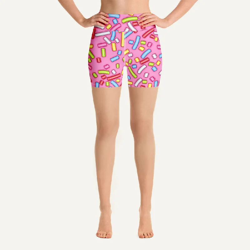 Low-key Luxury Pink Donut Sprinkles High-Waisted Shorts