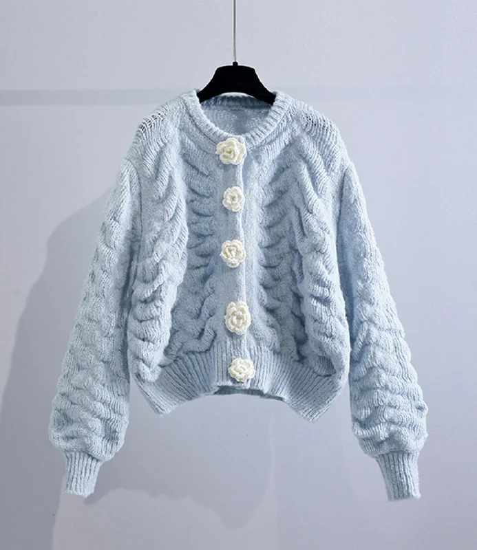 Basic Version Lovely flowers long sleeve cardigan sweater  027