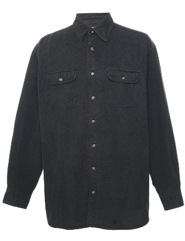 Retro Style Dark Grey Flannel Shirt - L
