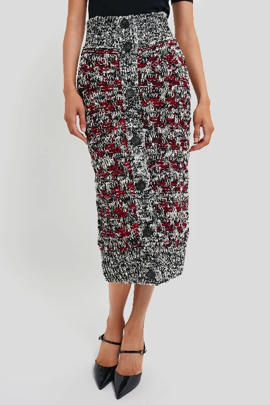 Editorial Design Black White and Plum Pencil Midi Skirt