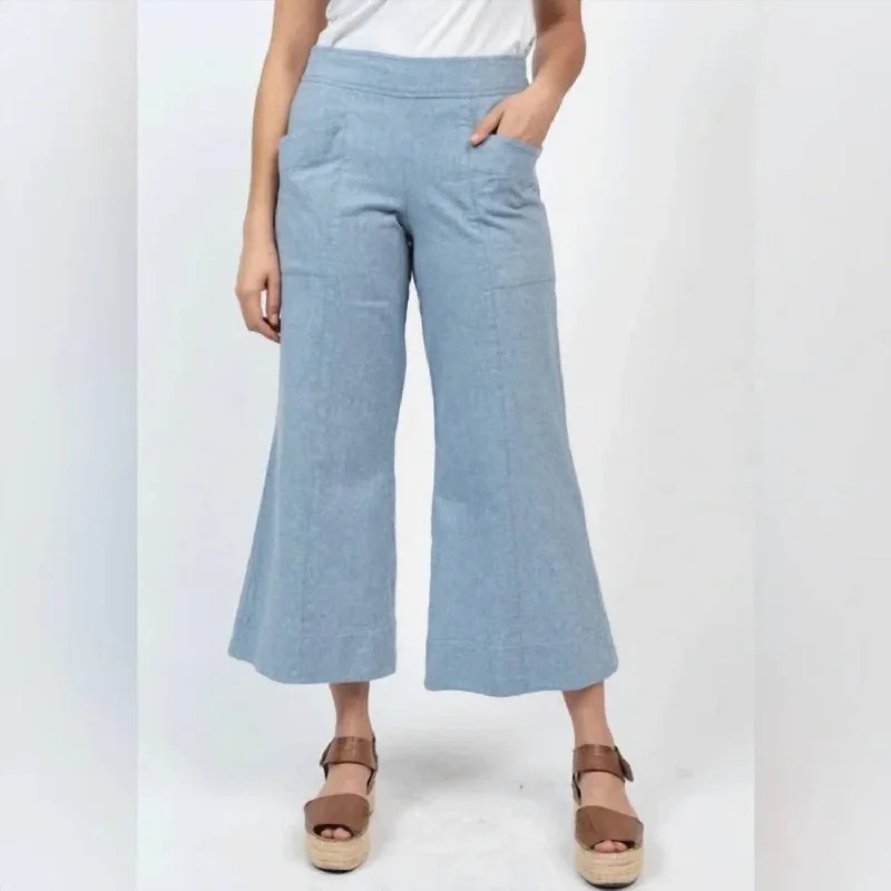 Eye-catching Personality Linen Pocket Pant In Blue
