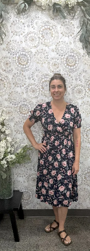 Minimal Classic Pap 16579 Floral Puff Sleeve Dress