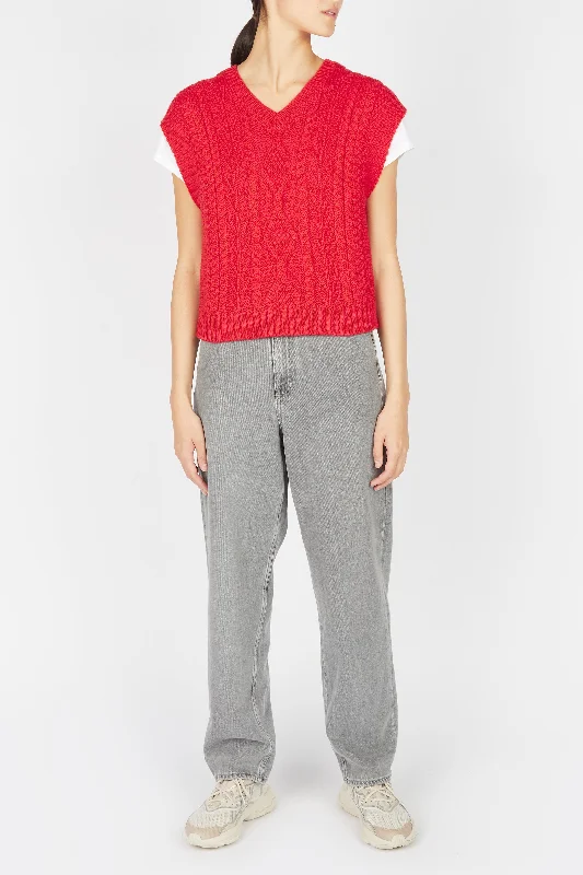 Round neck design Irish - Sweetpea V-neck Diamond Vest - Scarlet
