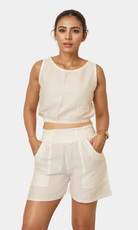 Comfortable Outfits Two Piece Women Summer Set (White)