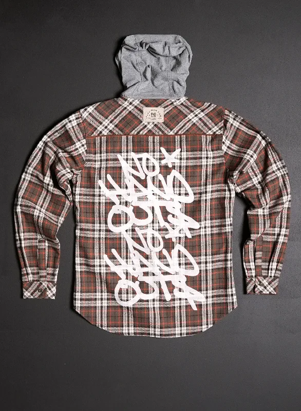 Unique Design WOMEN'S HOODED NO HANDOUTS X FOREVER FLANNEL - ORANGE