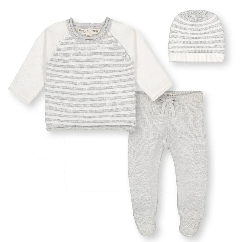 Elegant Tailoring Sweater Top, Footed Legging, and Beanie Set