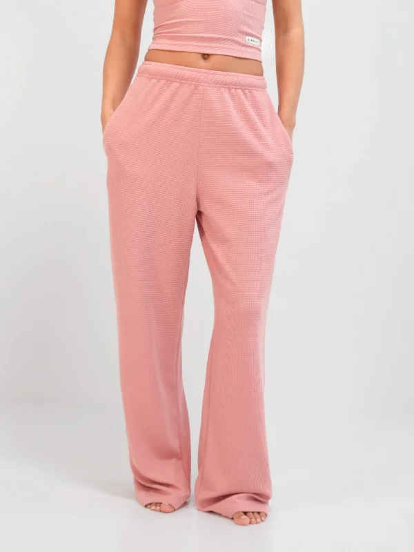 Luxury And Elegant Soft Waffle Trousers - Rose Pink