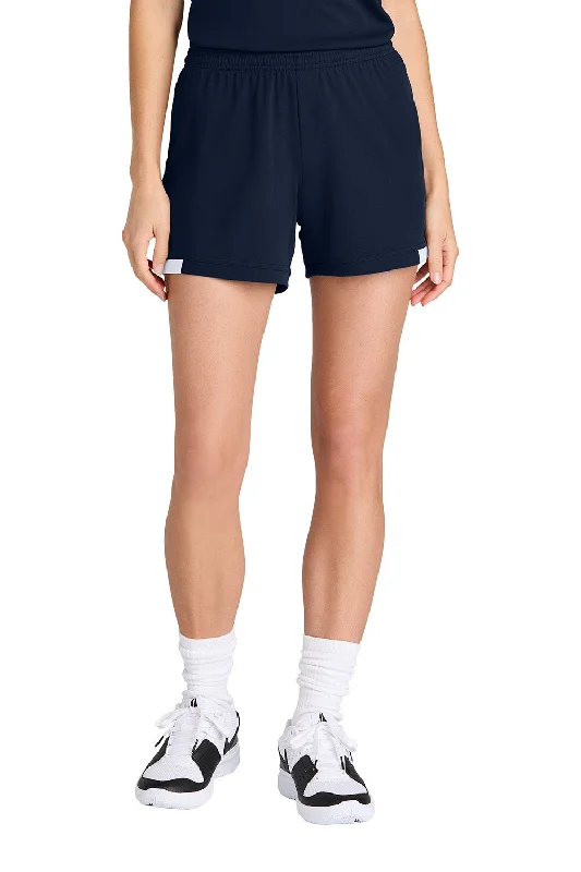 Basic Comfort Sport-Tek Womens Club Moisture Wicking Shorts - True Navy Blue/White - NEW