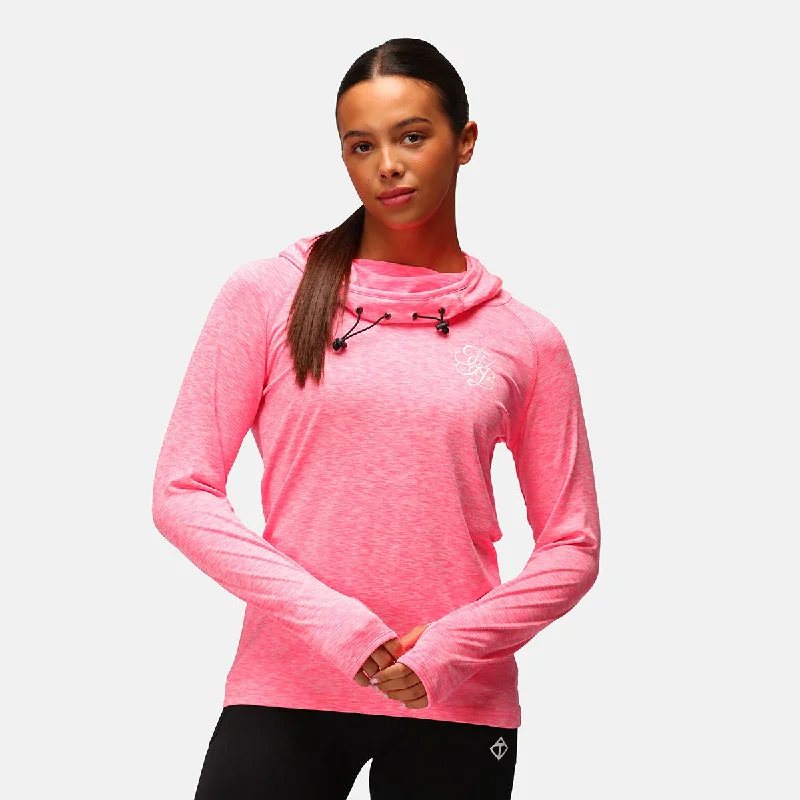 Ultra-lightweight TKB Electric Pink Cowl Neck Hoodie