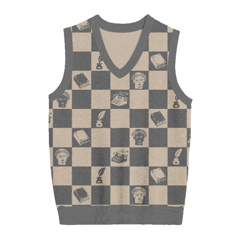 Comfortable Fashion Tortured Poets Aesthetic Checkered Knit Vest