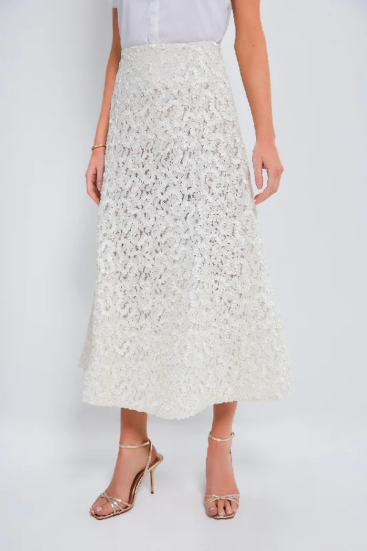 End Of The Year Vintage White Embroidered Skirt