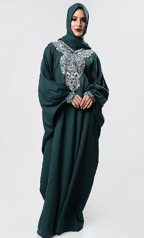 Integrated Design Modest Embroidered Kaftan