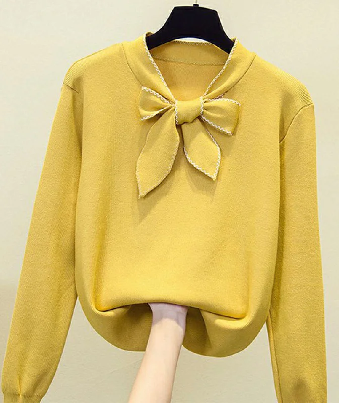 Sexy Fun Sweater loose long sleeve bow sweater  086