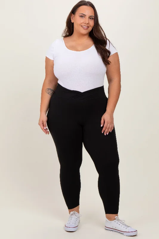 Light And Breathable Black Crossover Plus Leggings