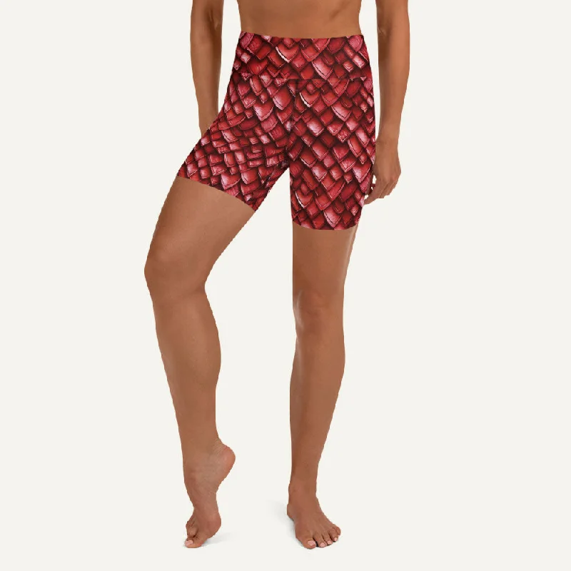 Luxury Fashion Ruby Dragon Scales High-Waisted Shorts
