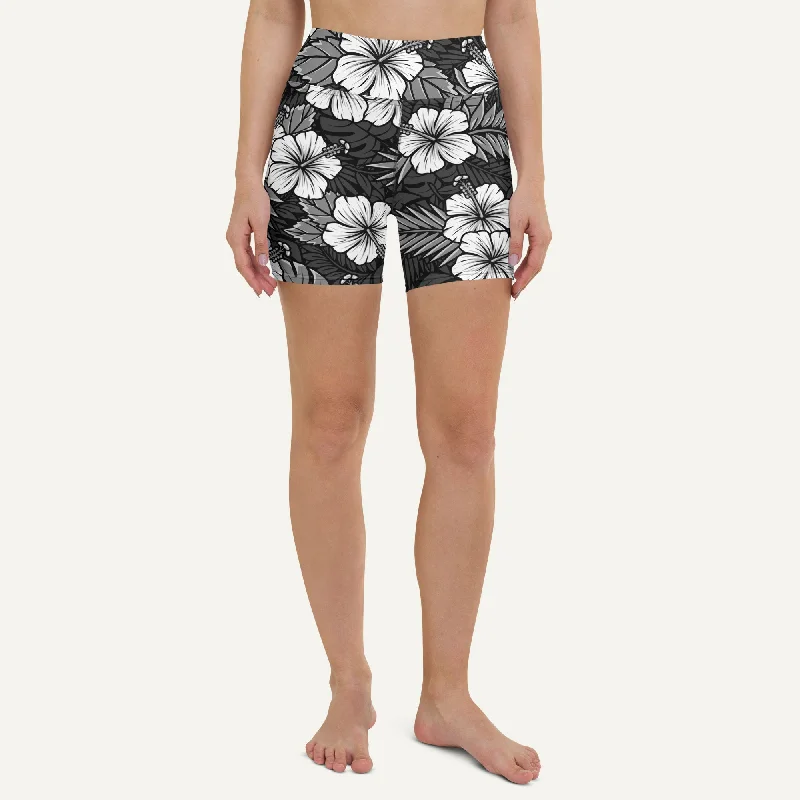 Knowledge And Elegance Hawaiian Aloha Black High-Waisted Shorts