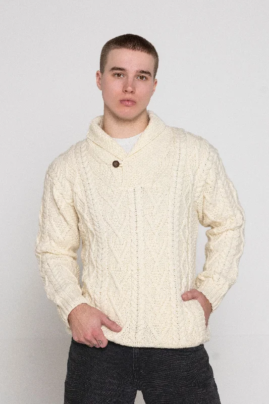Warm And Comfortable Aran - Men's Dublin Sweater - Natural