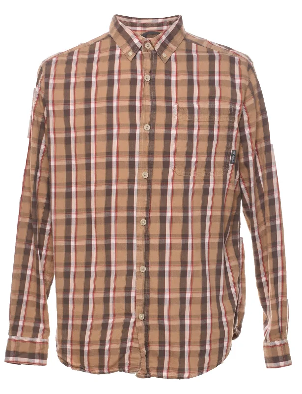 High waist design Columbia Checked Light Brown & Red Shirt - M