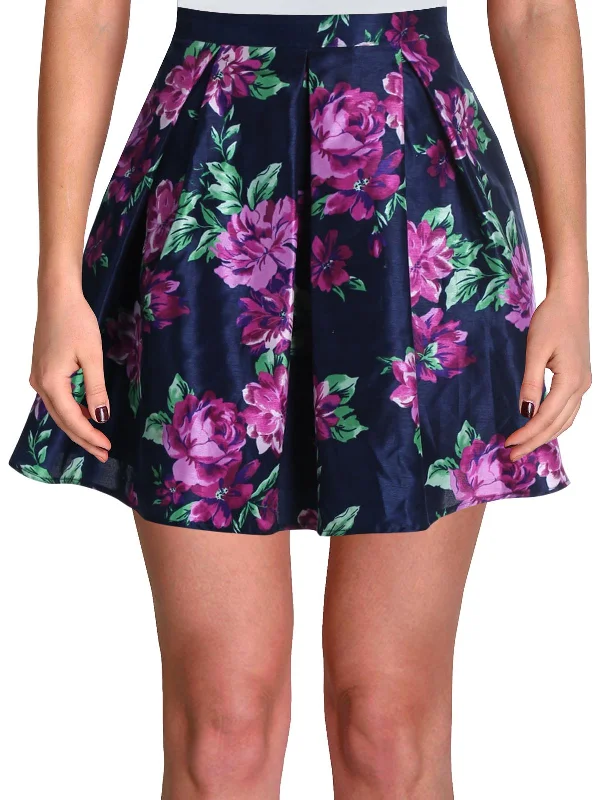 Cool Style Juniors Womens Floral Mini A-Line Skirt